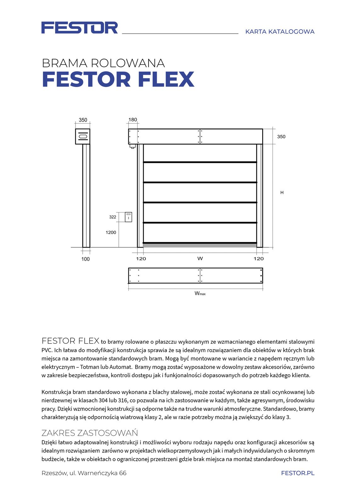 Karta bramy FLEX firmy FESTOR